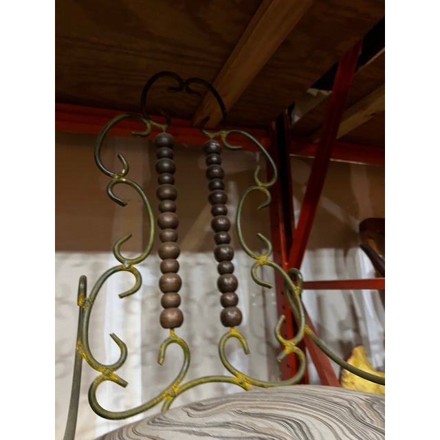 Brown 1970s Iron Giacometti Style Metal Chair With Wooden Abacus Details For Sale - Image 8 of 9