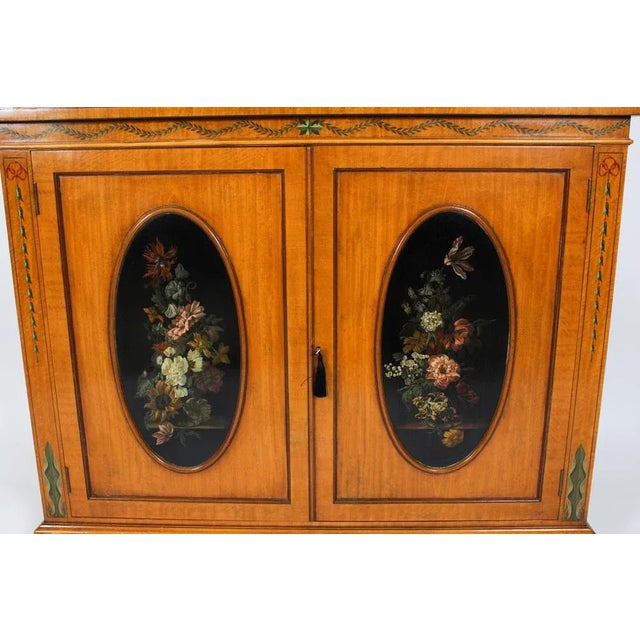 Vintage English Sheraton Revival Satin Wood Open Bookcase For Sale - Image 11 of 18