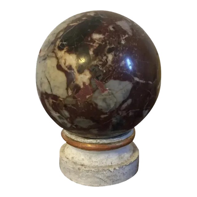 Grand Tour Specimen Marble Sphere or Ball on Carved & Gilt Wood Stand For Sale