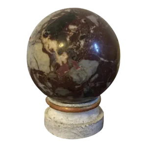 Grand Tour Specimen Marble Sphere or Ball on Carved & Gilt Wood Stand