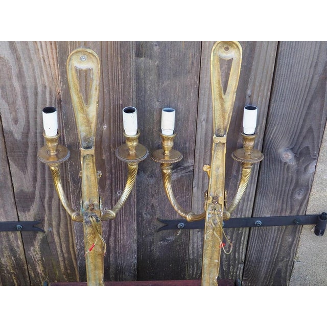 Large Antique Louis XVI Style Rope Tassel Wall Lights in Gilt Bronze, 1890s, Set of 2 For Sale - Image 10 of 18