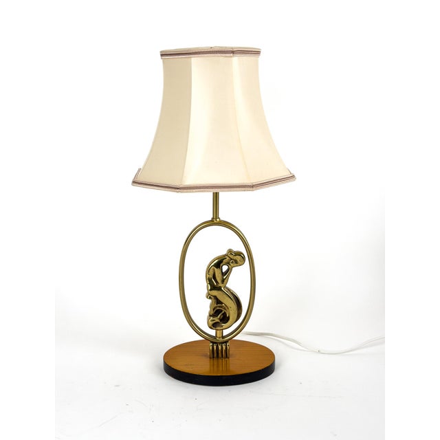 Art Deco Sculptural Brass Table Lamp with Female Figure, Sweden, 1940s For Sale - Image 9 of 9
