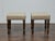 English Pair of 19th Century English Oak Stools with Custom Linen Upholstery For Sale - Image 3 of 11