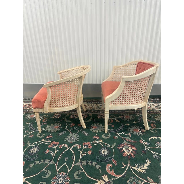 1960s Set of Two Vintage Cane Barrel Back Tub Chairs For Sale - Image 5 of 10