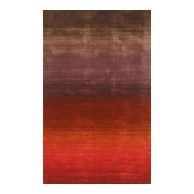 4x6 Rhea Unique Coral Solid Open Fiel Modern Handmade Wool Carpet Rug For Sale