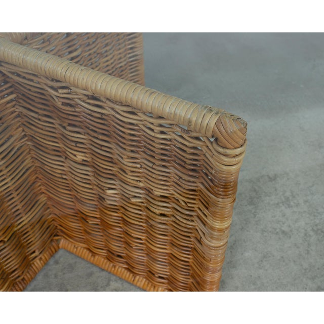 Mid 20th Century Italian Organic Modern Rattan Wicker Glass Top Cocktail Table For Sale - Image 5 of 17