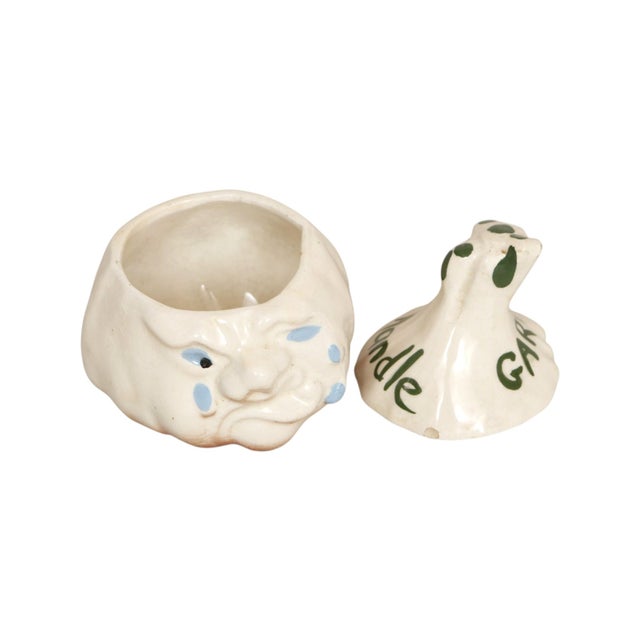 1960s 1960’s Japanese Ceramic Garlic Keeper Lidded Jar For Sale - Image 5 of 5
