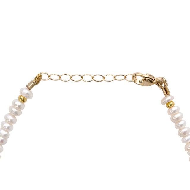 Modern Mini Pearl Bracelet 14K Gold For Sale - Image 3 of 5