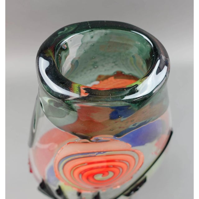 Mario Badioli Italy 1940 Signed Murano Art Glass Abstract Face Vase For Sale In Miami - Image 6 of 10