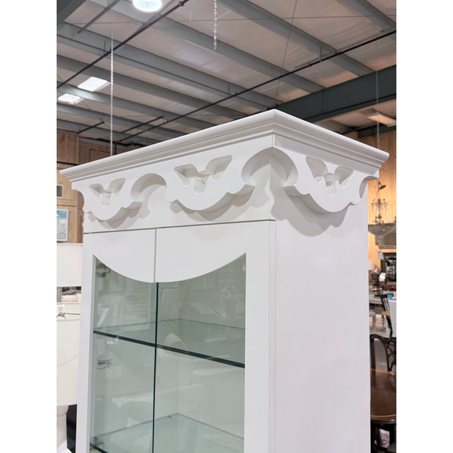 Wood Elegant White Glazed Curio Display Cabinet For Sale - Image 7 of 11