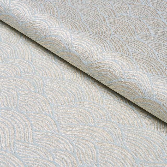Schumacher Schumacher Symphony Scallop Fabric In Sky For Sale - Image 4 of 5