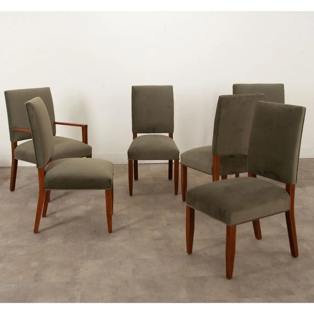 Contemporary Velvet Dining Chairs - Set of 6 For Sale - Image 9 of 12