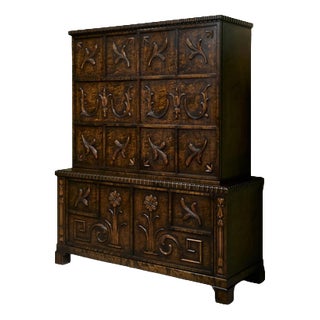 Cabinet with Decorative Carvings in Stained Birch by Axel Einar Hjorth for A.B. Svenska Möbelfabrikerna Bodafors, 1920s-1930s For Sale