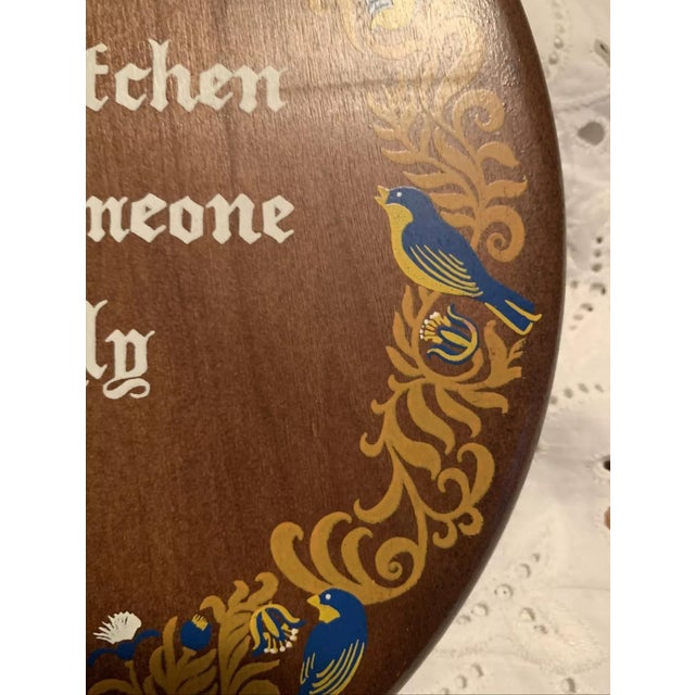 Vintage Mid Century Round Wooden Kitchen Wall Plaque For Sale - Image 4 of 7