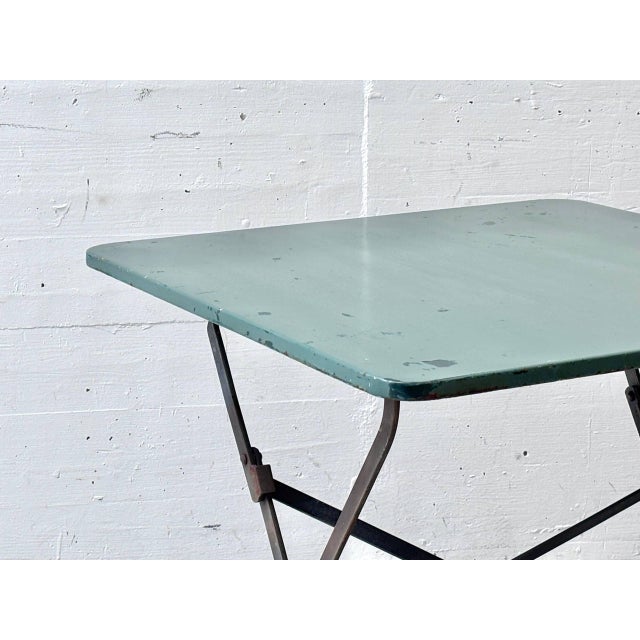 Vintage Folding Table in Metal with Cast Iron Frames, 1950s For Sale - Image 10 of 16