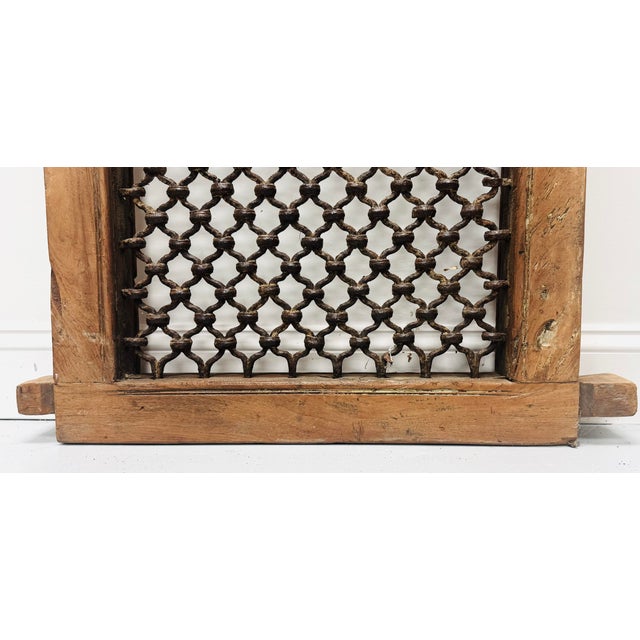 Indian Vintage Wood and Metal Indian Jali Window For Sale - Image 3 of 7