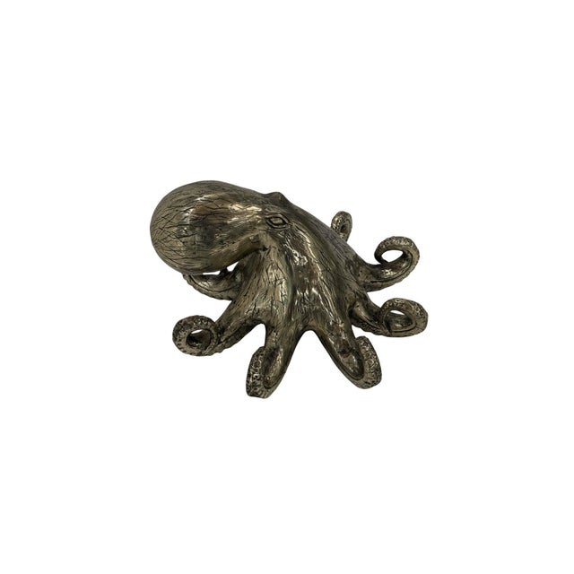 Cast Bronze Octopus Sculpture — Fluid Marine Form With Textural Patina For Sale - Image 4 of 6