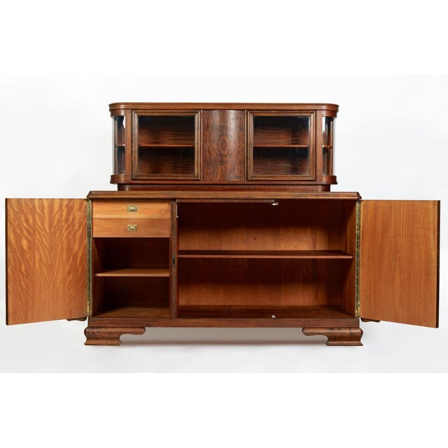 Art Deco Figured Walnut Sideboard Buffet or Bar Cabinet With Vitrine, Circa 1930 For Sale - Image 4 of 18