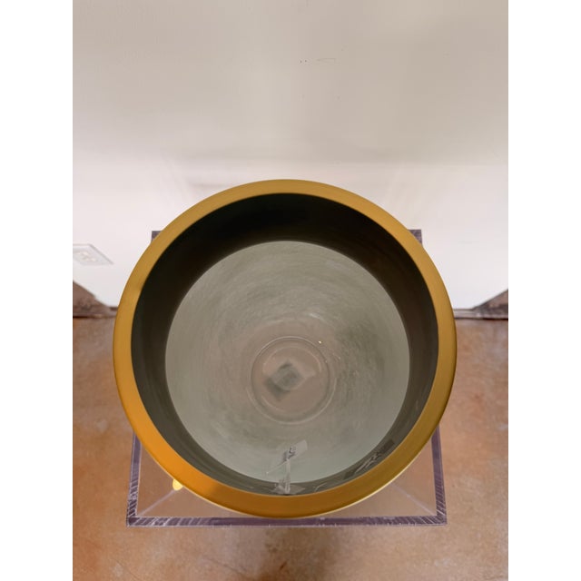 Contemporary Mercana Green and Brass Vase For Sale - Image 3 of 4