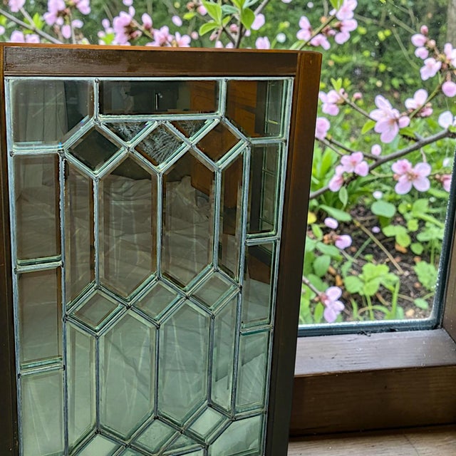 1980s Wood Framed Beveled Tudor Diamond Shaped Paned Wall Mirrors - A Pair For Sale - Image 5 of 10