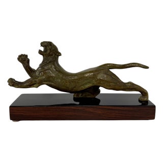 French Art Deco Panther Sculpture, 1940s, Bronze For Sale