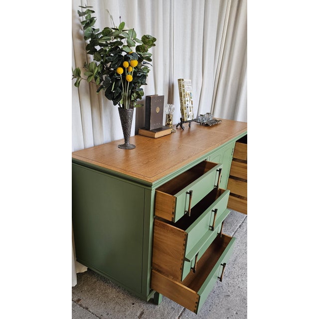 Thomasville Green Dresser, Tamerlane Collection, Mid Century Modern, Credenza 1950's For Sale - Image 12 of 16