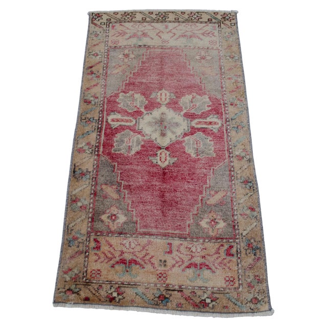 Rose 1970s Vintage Hand Knotted Small Rug, Kitchen, Bath Entry Decor 2x3 Ft Approx For Sale - Image 8 of 14