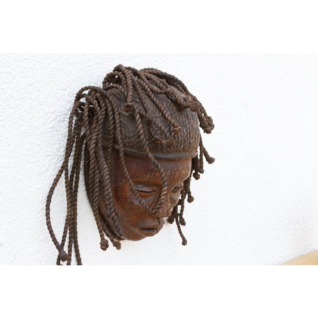 African Old Wooden Braided Beauty Mask For Sale - Image 3 of 5