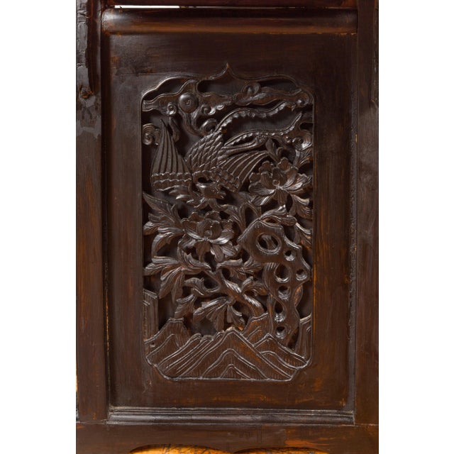 Antique Chinese Ming Style Altar Table with Carved Apron and Black Patina For Sale In New York - Image 6 of 13