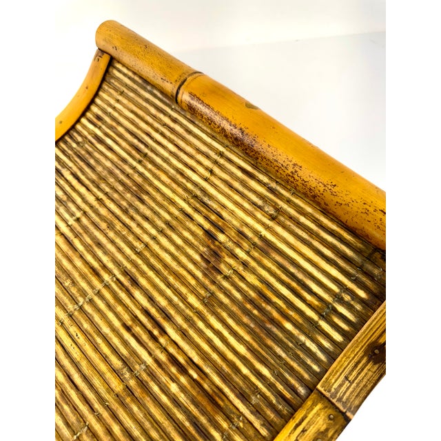 Vintage Japan Bamboo and Woven Reed Serving Tray With Rolled Bamboo Handles For Sale - Image 4 of 11
