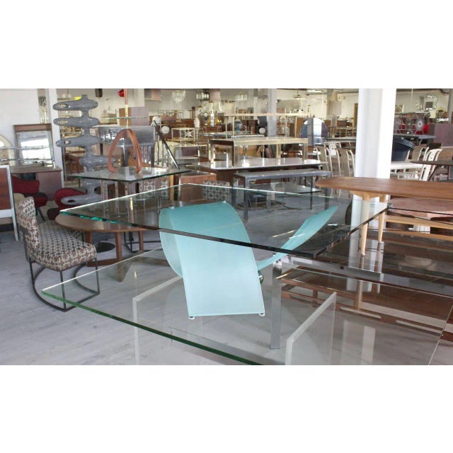 Vintage Mid Century Ribbon Base Square Glass-Top Coffee Table For Sale - Image 9 of 10