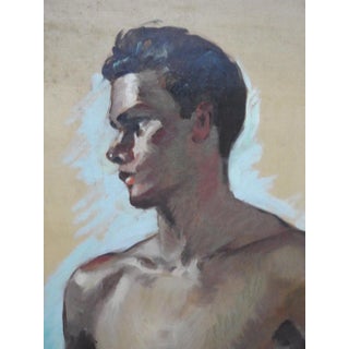 Robert Whitmore Double-Sided Oil Painting Male Against Green Background For Sale