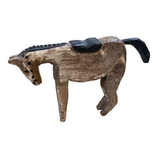Hand-Carved Wooden Horse Sculpture, Vintage For Sale