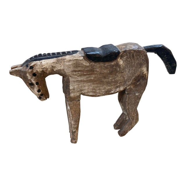 Hand-Carved Wooden Horse Sculpture, Vintage For Sale