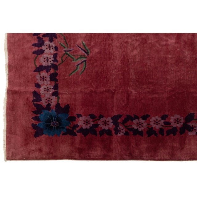 Room Size Red Art Deco Chinese Designed Wool Rug From the 1920s For Sale In New York - Image 6 of 11