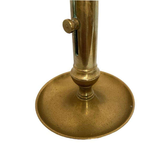 French Pair of Brass "Chamberstick" Candle Holders - Likely Antique For Sale - Image 3 of 7