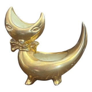 MCM Atomic Gold Kitty Planter For Sale