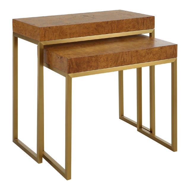Burl-esque Wooden Nesting Tables, Set of 2 For Sale