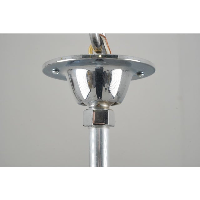 Mid 20th Century Restored Industrial Holophane Steel Factory Pendant Light For Sale - Image 9 of 10