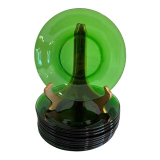 Vintage Emerald Green Glass Bowls - Set of 11 For Sale