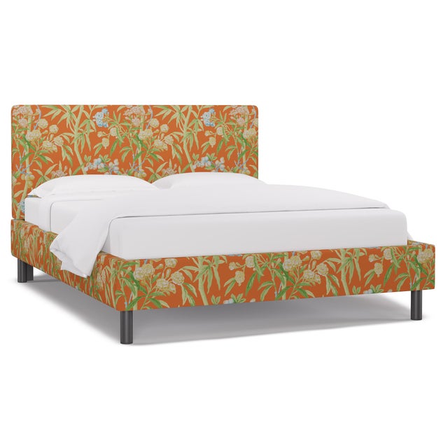 Queen Tailored Platform Bed in Mandarin Lanai By Scalamandre Chairish
