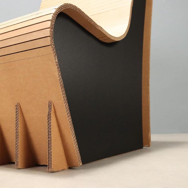 Brown Modernist Cardboard Armchairs, 2000s, Set of 4 For Sale - Image 8 of 12