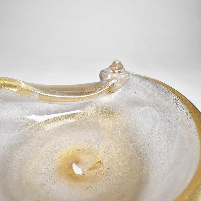 Barovier & Toso Barovier and Toso Murano Venice Folded Spiral Gold Leaf Bowl Ashtray MCM For Sale - Image 4 of 7