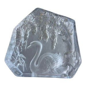 Vintage Large Crystal Swan Paper Weight