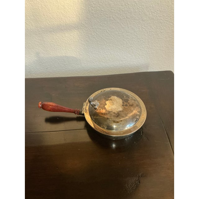 Silver Vintage Silver Plate Covered Serving Dish With Turned Wood Handle & Heraldic Crest For Sale - Image 8 of 8