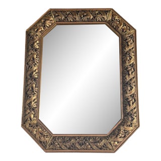 Vintage Italian Carved Fruit & Foliage Octagonal Mirror For Sale