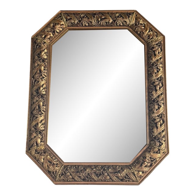 Vintage Italian Carved Fruit & Foliage Octagonal Mirror For Sale