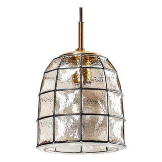 Glass and Brass Pendant Light from Limburg, Germany, 1960s For Sale