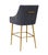 Transitional Beatrix Pleated Grey Velvet Counter Stool with Gold Legs For Sale - Image 3 of 7