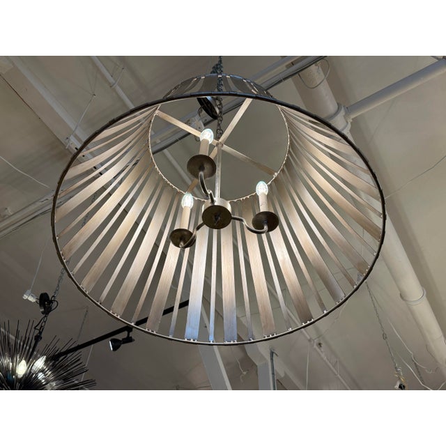 Late 20th Century Late 20th Century Rustic Industrial Lattice Drum Chandelier For Sale - Image 5 of 12